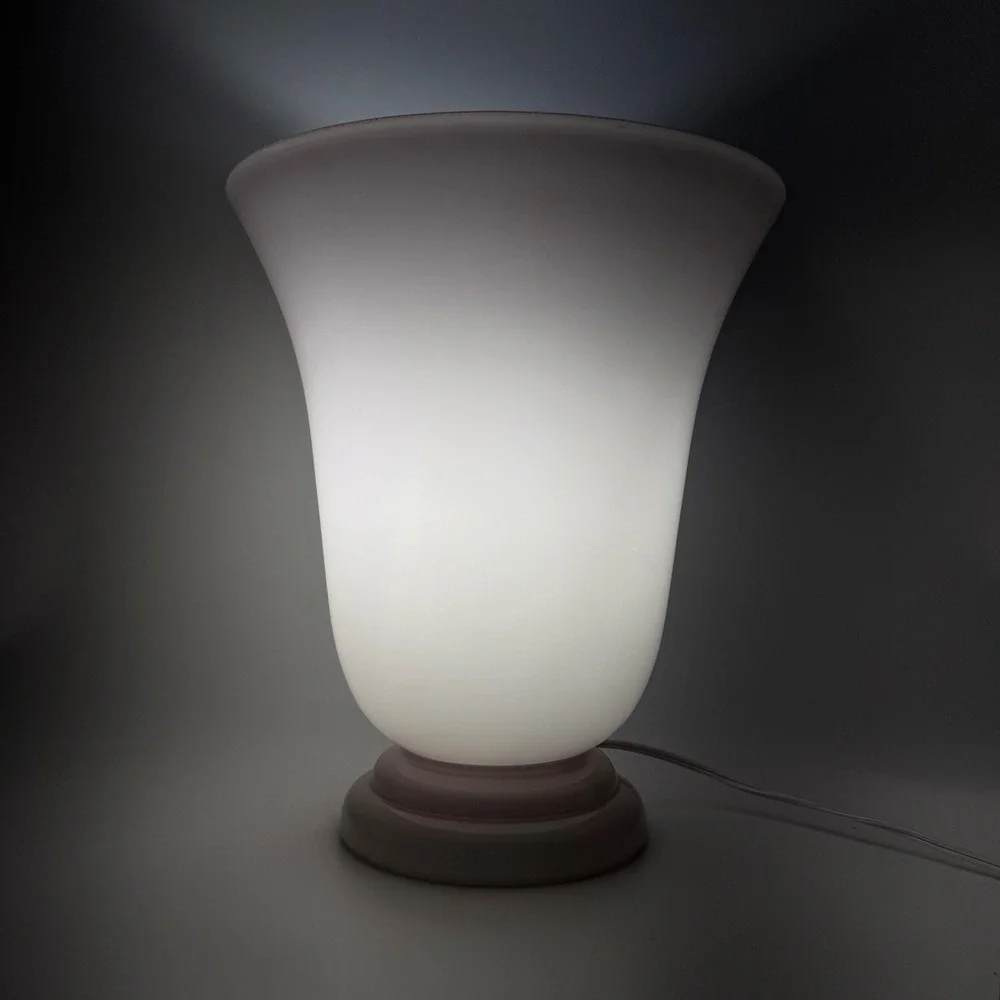 Vintage French Pink Opaline Cased Glass Tulip Table Lamp Art Deco
